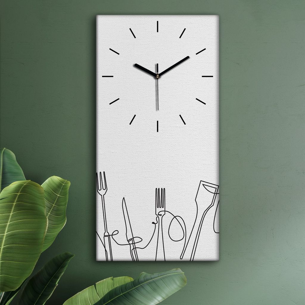 Wohnzimmer Leinwand Uhr Geräuschlos Küche 30x60 Küchenutensilien, Motive, Gemüse, schwarze Zeiger