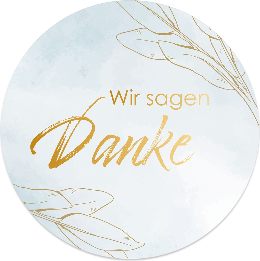 MAVANTO 20x Wir sagen Danke Aufkleber 4,5 cm rund - Sticker für Hochzeit & Geburtstag (Goldblätter)