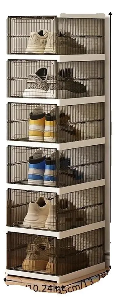 Armoire à chaussures pliable 6 niveaux noire en tissu imperméable