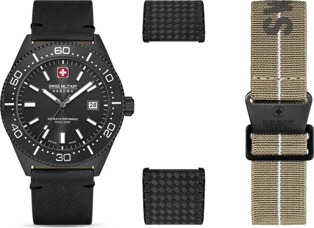 Montre Homme Militaire Suisse Hanowa Nomad SET SMH-SMWGB0004940 Noire