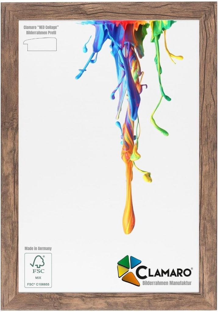 Bilderrahmen Eiche Dunkelbraun 53G Neo Collage CLAMARO nach Maß modern Holz, Größe:40x32