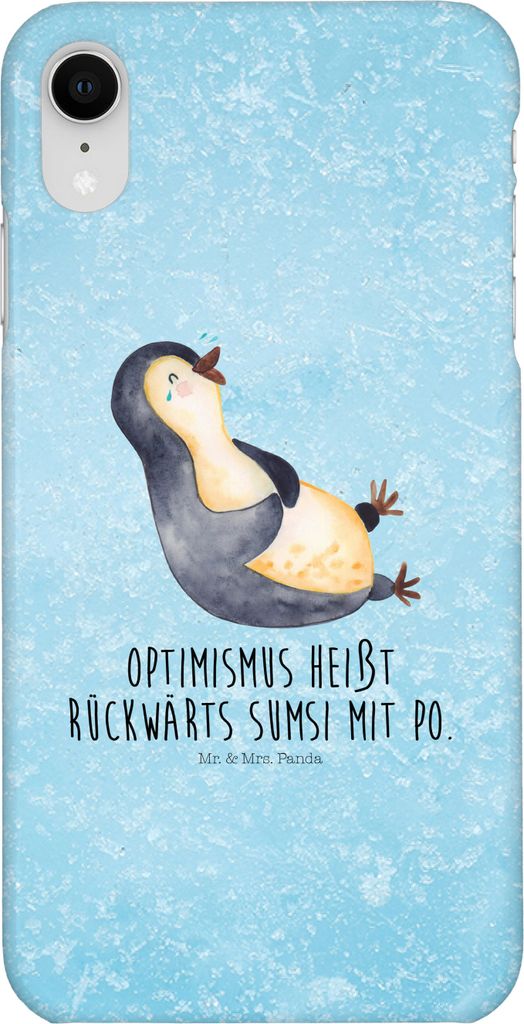 Mr. & Mrs. Panda Iphone XR Handyhülle Pinguin Lachen - Eisblau - Geschenk, Haha, Pinguine, Premium Kunststoff, Humor, Lol, Optimismus, Handy Case