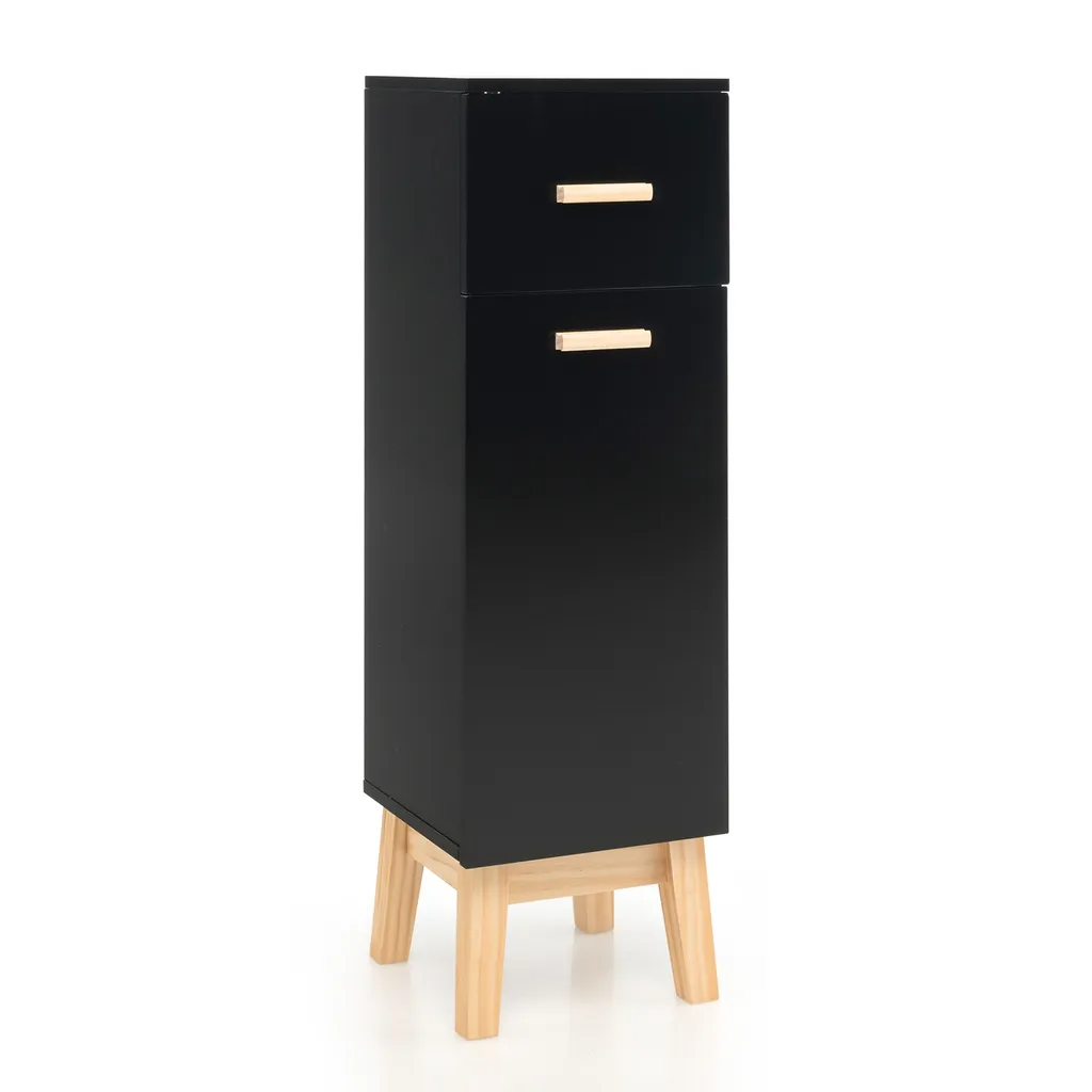 Meuble Colonne avec Étagères Réglables et Tiroir en Bois 102 cm Haut