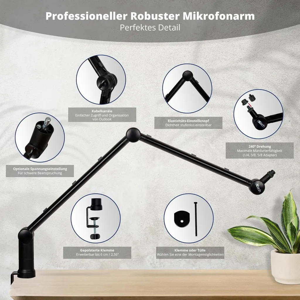 IXTECH Elegance Bras de Micro - Support Micro Ajustable 360° Podcast - 7