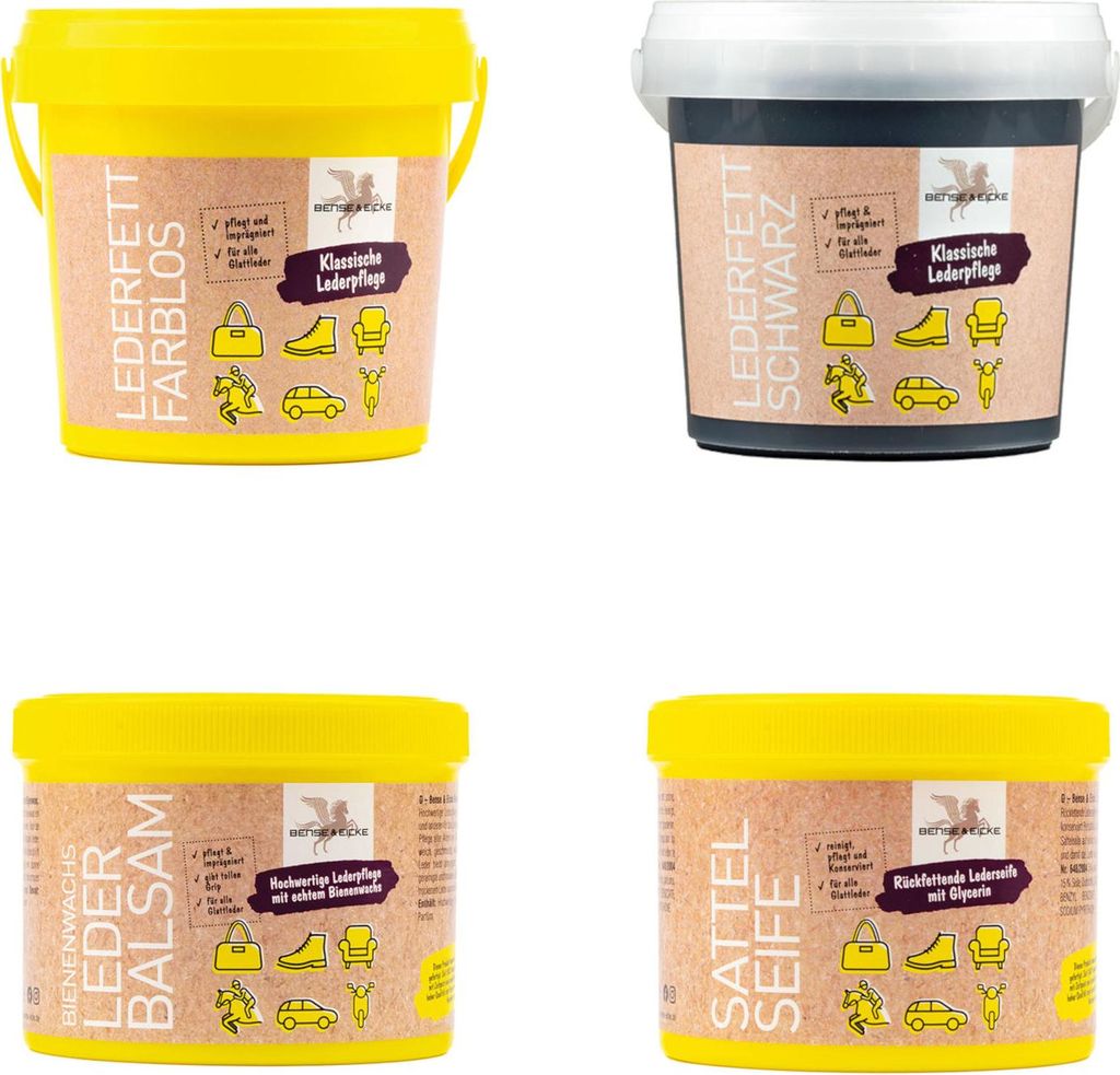 B & E Lederpflege-Set - 4x 500ml