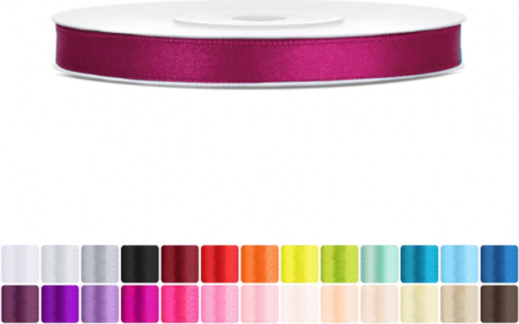 Satinband 6mm Fuchsia - 25 Meter Rolle Geschenk- & Produktbild 