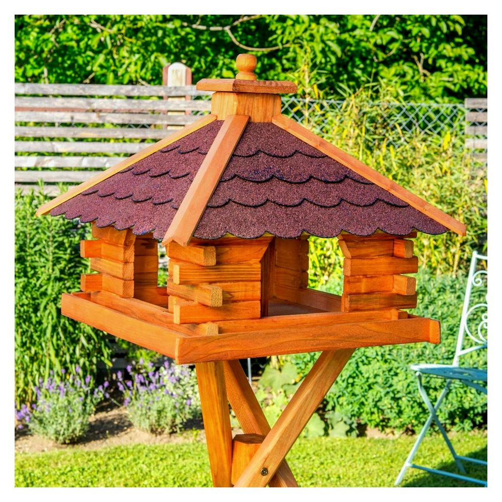 Vogelhaus mit Ständer und Solarbeleuchtung, verschiedene Dachfarben