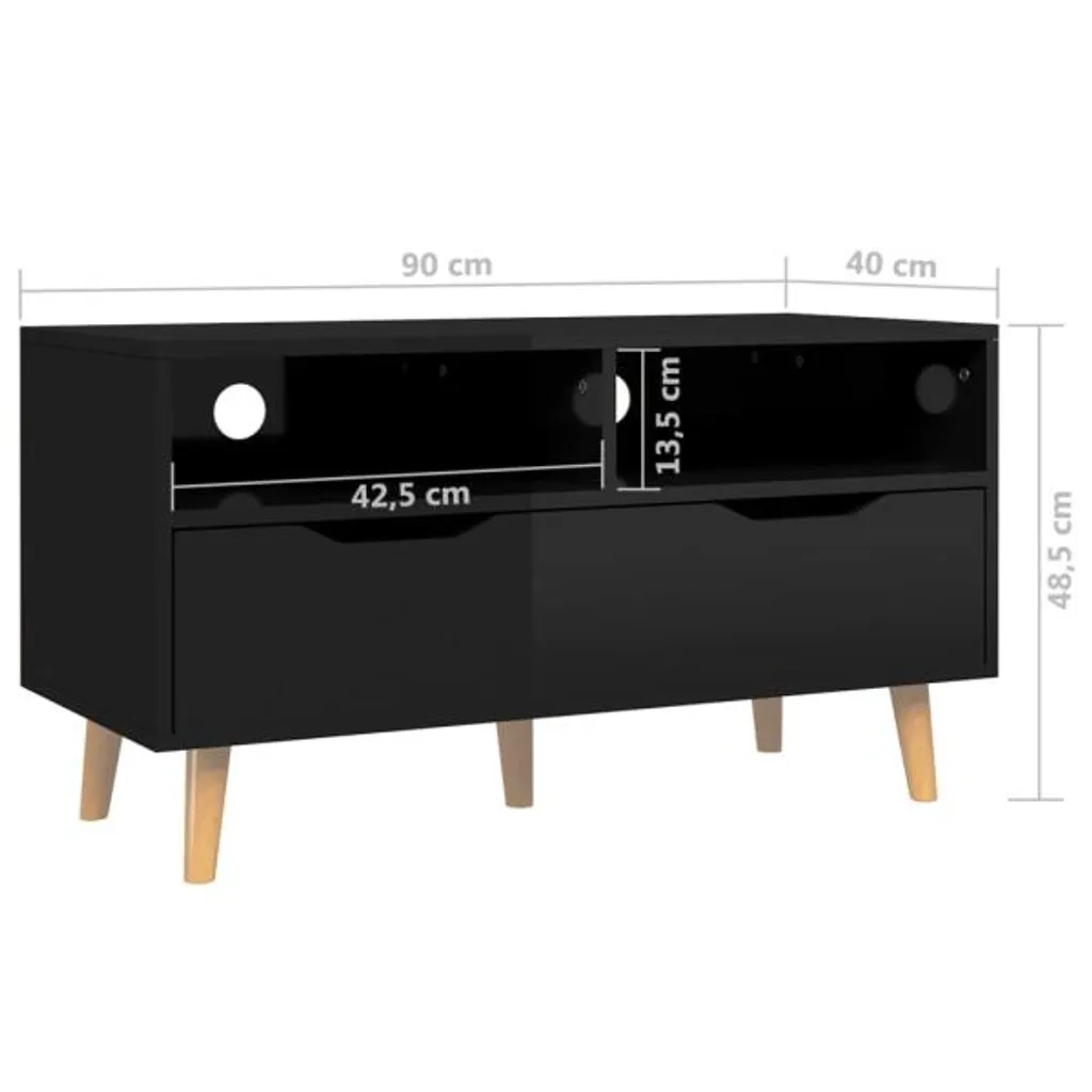 Mobile Supporto TV 90x40 cm Nero Lucido - Resistente e Stabile - 9