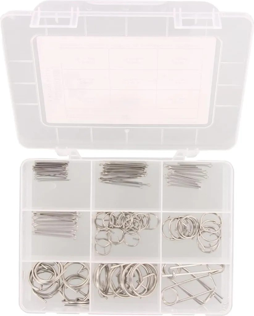 Coffret de goupilles de sécurité en inox A4 MARINETECH - Set de 114 unités