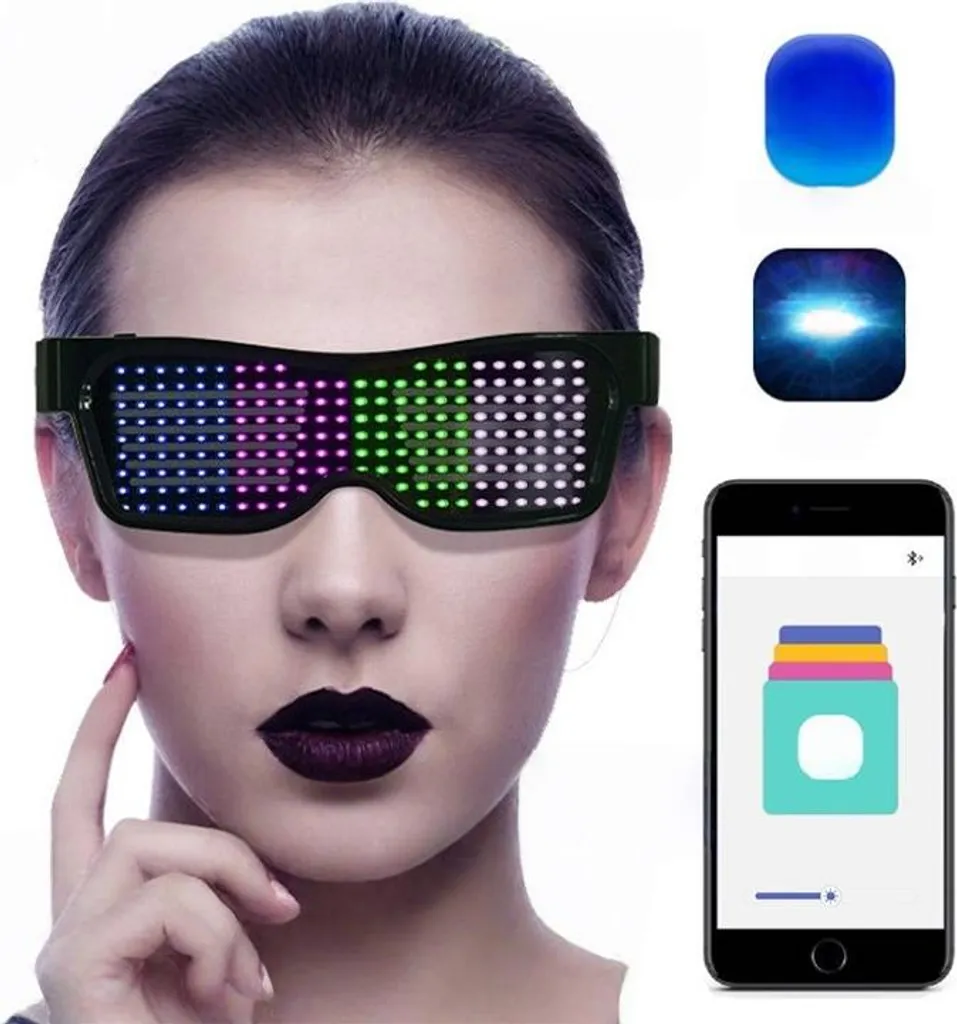 INF Lunettes LED Bluetooth Personnalisables - Effets Lumineux RVB