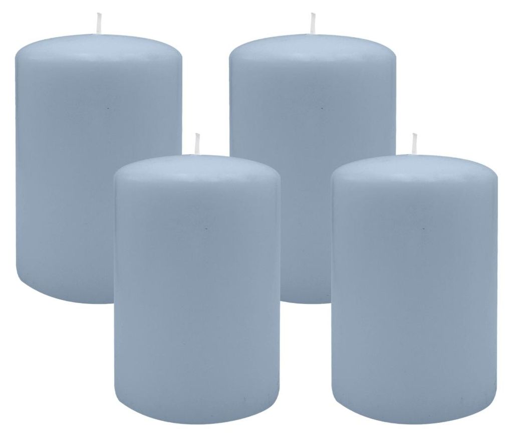 Flachkopf-Stumpenkerzen Jeans Blau 60 x Ø 50 mm, 4 Stück