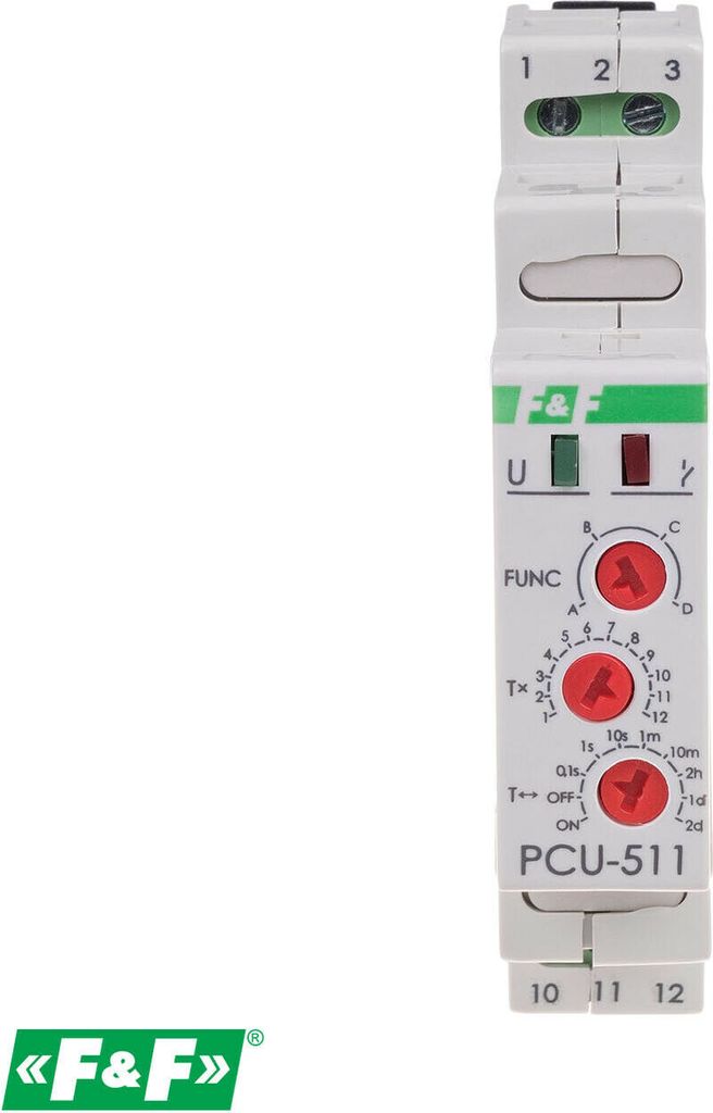 Zeitrelais PCU-511 Multifunktion, Kontakte: 1P, U=230V, I=10A, 1 Modul