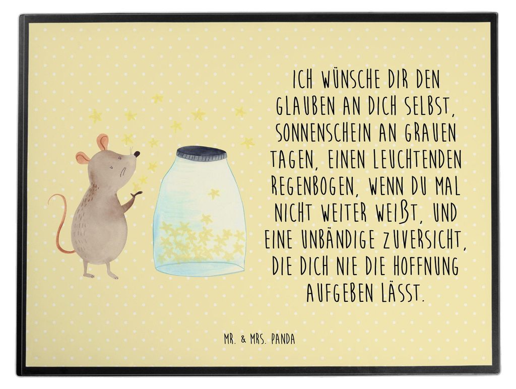 Mr. & Mrs. Panda schreibtischmatte Maus Sterne - Gelb Pastell - Geschenk, Lustige Sprüche, Unterlage Schreibtisch, Kindergeburtstag, schreibtischu...
