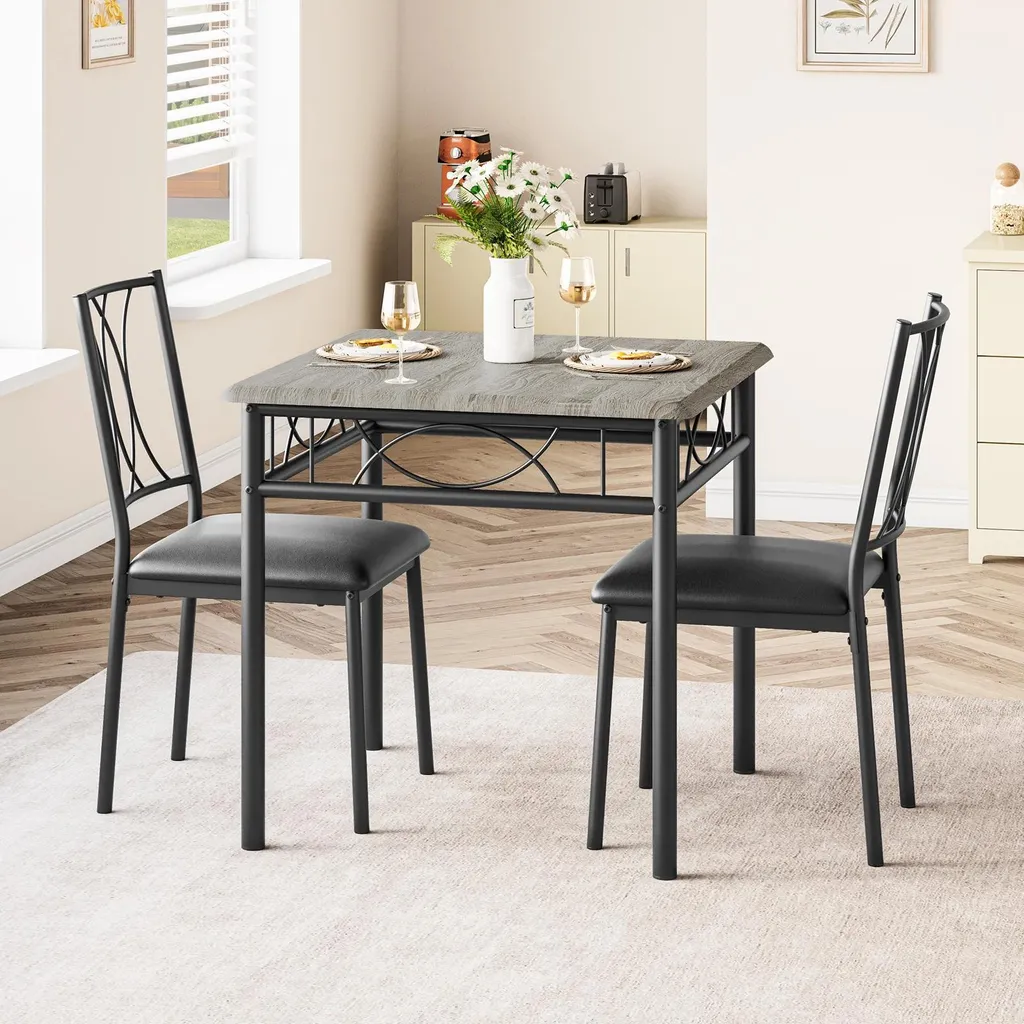 Ensemble Table de Bar et 2 Tabourets Rembourrés Modernes Bleus - Modèle B2