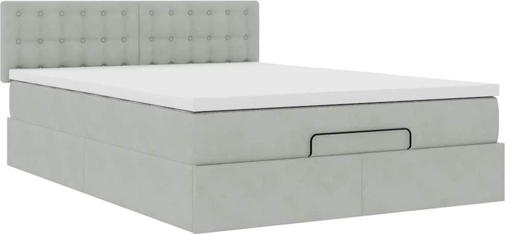 Ottoman-Bett mit Matratze Hellgrau 140x190 cm Samt