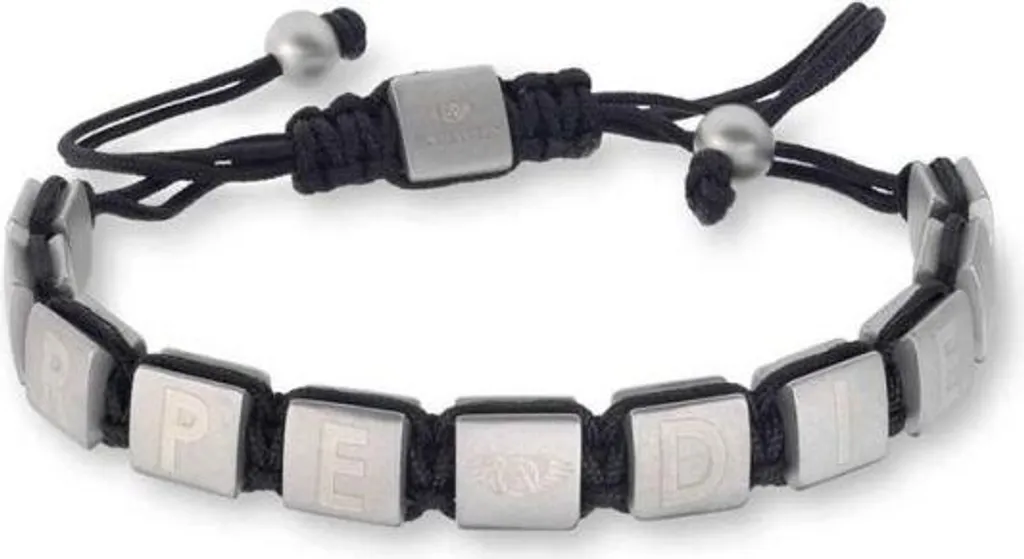 Bracelet Homme AN Jewels AA.P222 en Acier Inoxydable et Cuir Tressé Noir