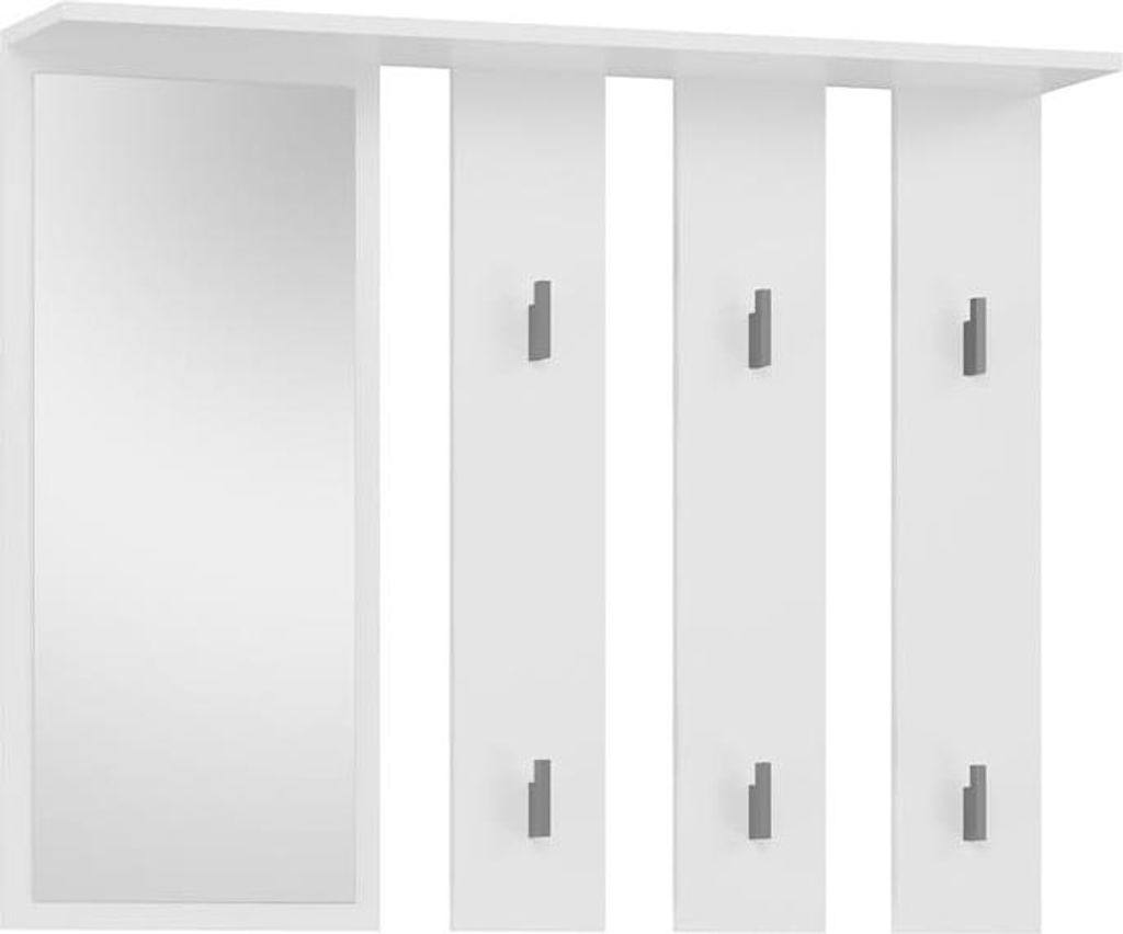 BDW, Wandgarderobe Modern mit Spiegel und Ablage, Weiß Parma, 15x100x81,5cm