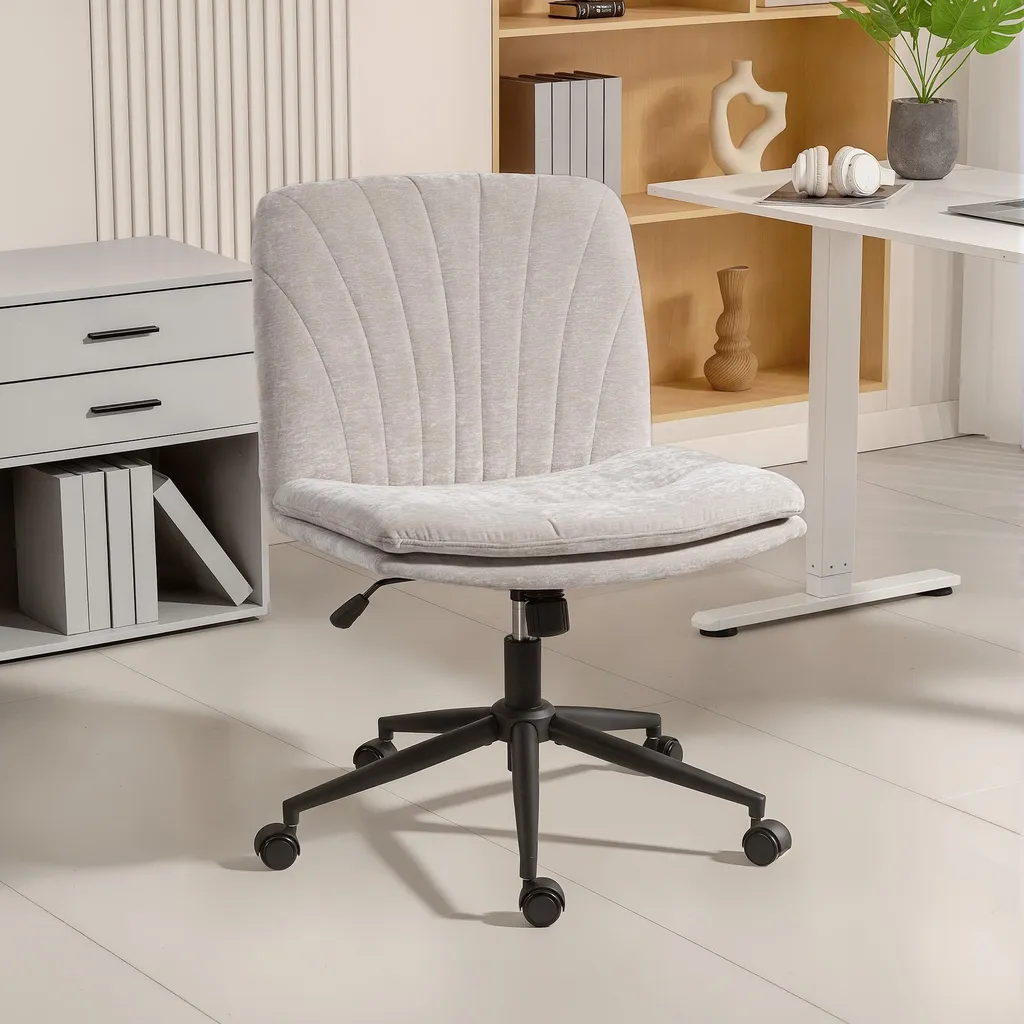Fauteuil de bureau ergonomique pivotant beige avec assise ajustable - 2