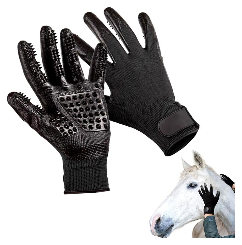 Multifunktionale Pferdebürstenhandschuhe aus Gummi, Massagehandschuhe für Pferdepflege, atmungsaktiver Handschuh zur Haarentfernung für Pferde, ...