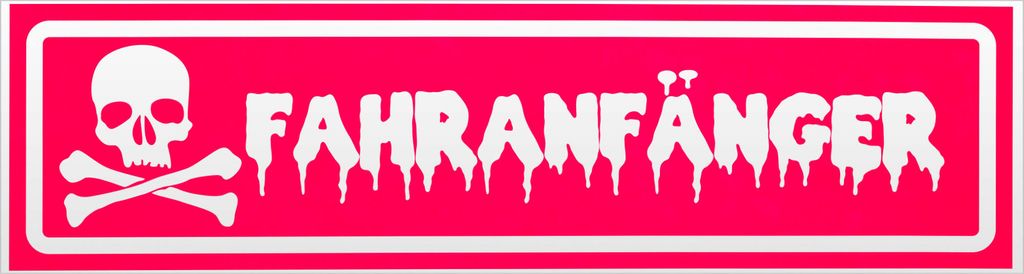 Kiwistar Fahranfänger Schädel invertiert Magnetschild Schild magnetisch - 60cm Neonpink - Magnetfolie für Auto PKW Kfz