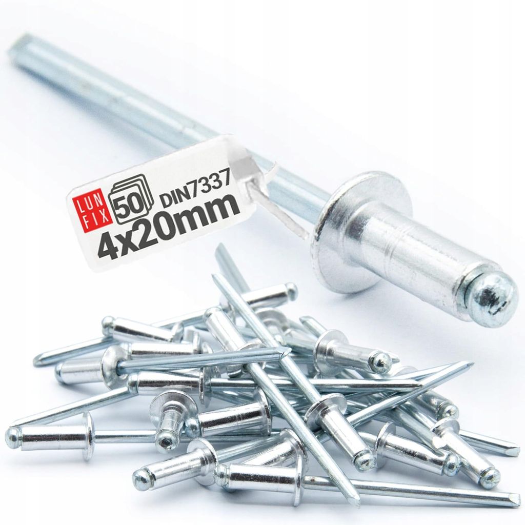 Lun Fix Blindnieten 4 x 20 mm Aluminium Stahl verzinkt DIN Produktbild 