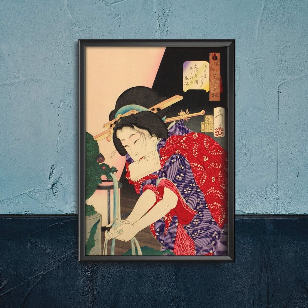 Poster - Canvas - Leinwand - 21 cm x 29,7 cm - Fotoposter - Leinwandkunst - Japanisch-Takehisa Yumeji