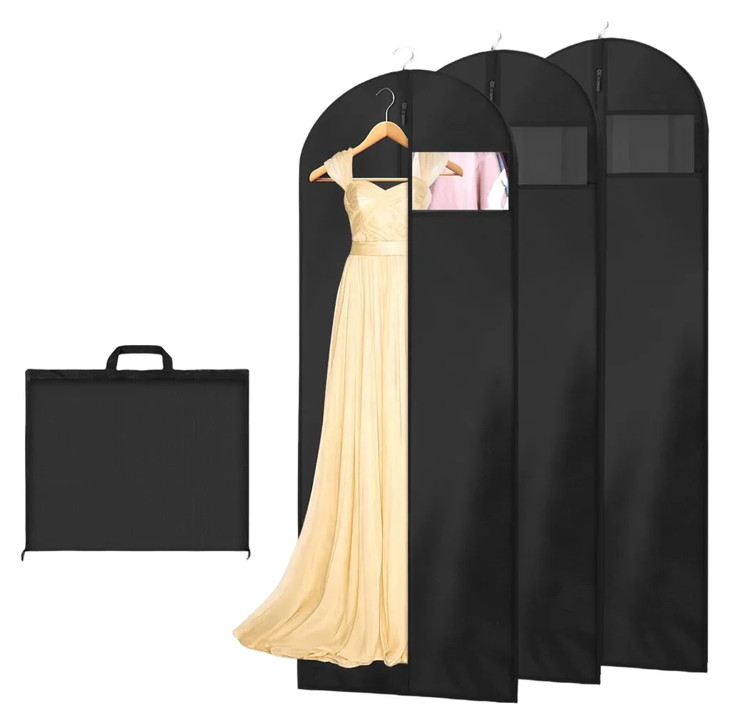 Housse de protection pour robe de mariée et soirée 180 cm pliable noire