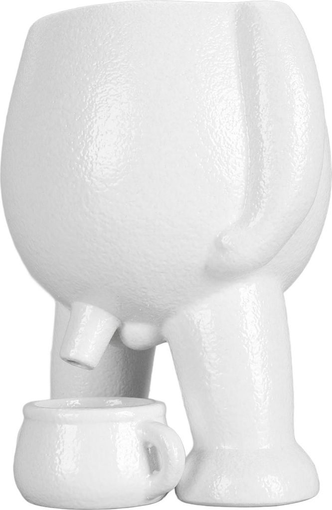 Keramische Blumentopf Simulation Innovative Little Man Pees Dekoration Sukkulenten Pflanzgefäß Topf für Büro Desktop Weiß