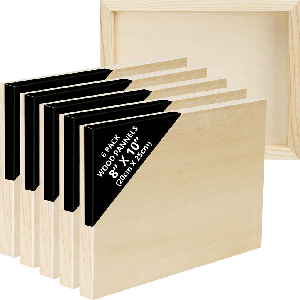 Belle Vous Naturbelassene Holz Leinwand aus Lindenholz (6 Stk) - 20 x 25 cm - Natürliche Linden-Holz Platte - Holzrohlinge zum Bemalen für Enkaustik