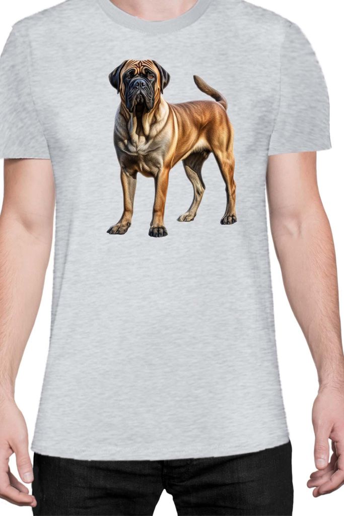 Herren T-Shirt Dogs Breeds English Mastiff Dog Breed 007, Man M / Grau
