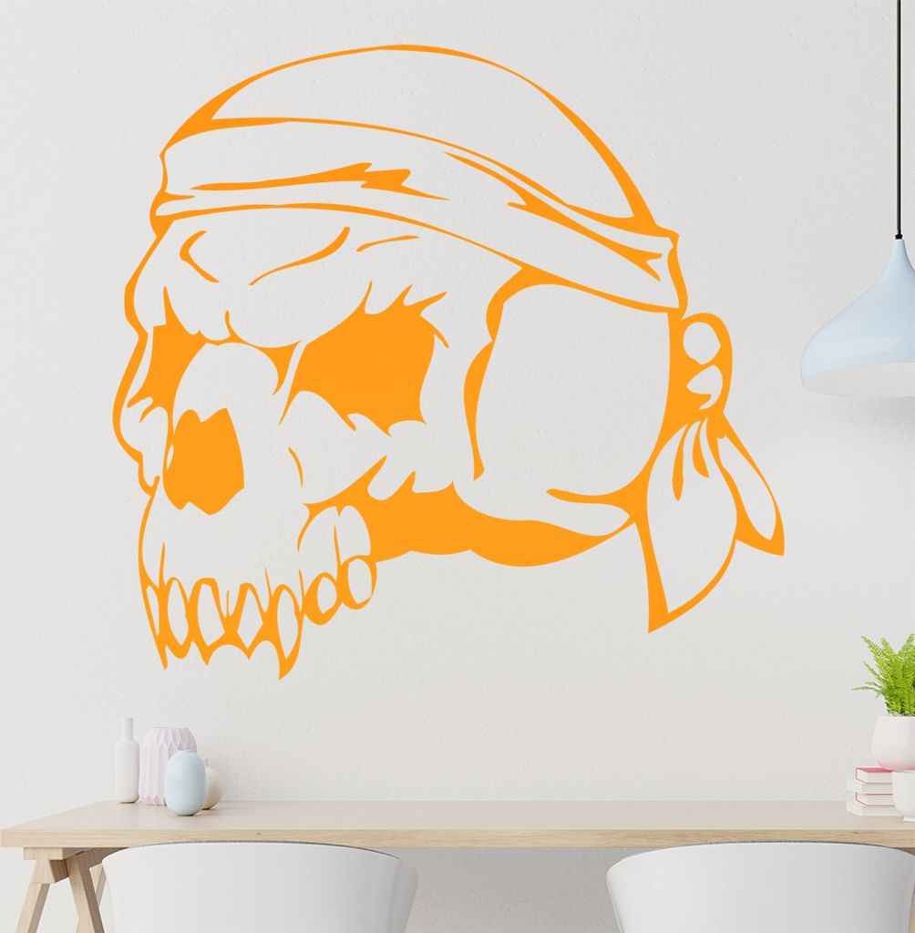 Western Schädel Wandtattoo in 6 Größen - Wandaufkleber Wall Sticker - Dekoration, Küche, Wohnzimmer, Schlafzimmer, Badezimmer