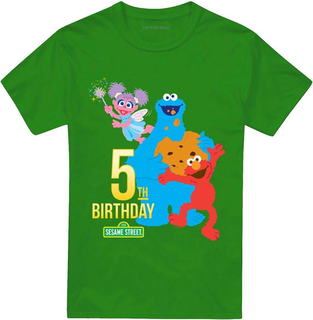 Sesame Street - T-Shirt für Herren/Damen Uni, 5. Geburtstag TV28970 (M) (Irisches Grün)