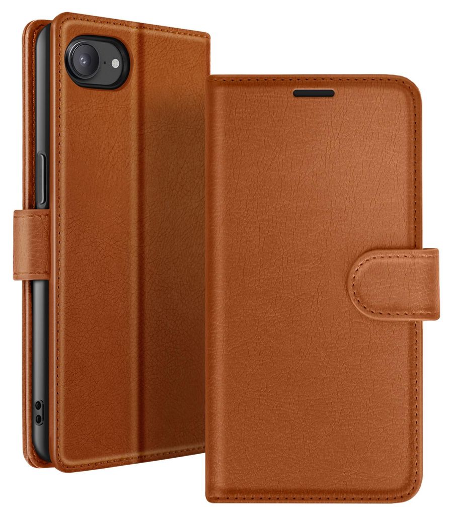 Zanaé, Wallet Hülle mit Standfunktion und Magnetlasche für iPhone 17e, Braun