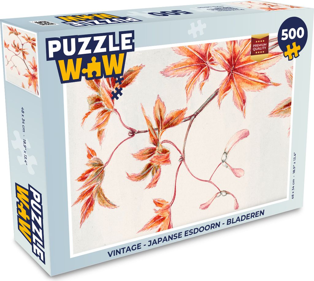 MuchoWow Puzzle 500 Teile Vintage - Japanischer Ahorn - Blätter - 500 Teile - Kinder - Selberbauen - Puzzlespiele