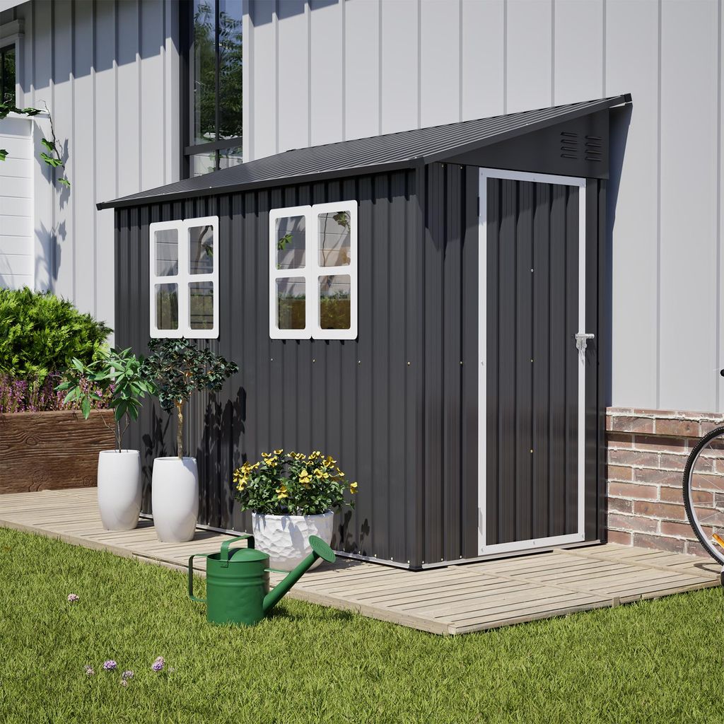 GIHAUVIA Metall Geräteschuppen Gerätehaus mit Fundament mit Produktbild 