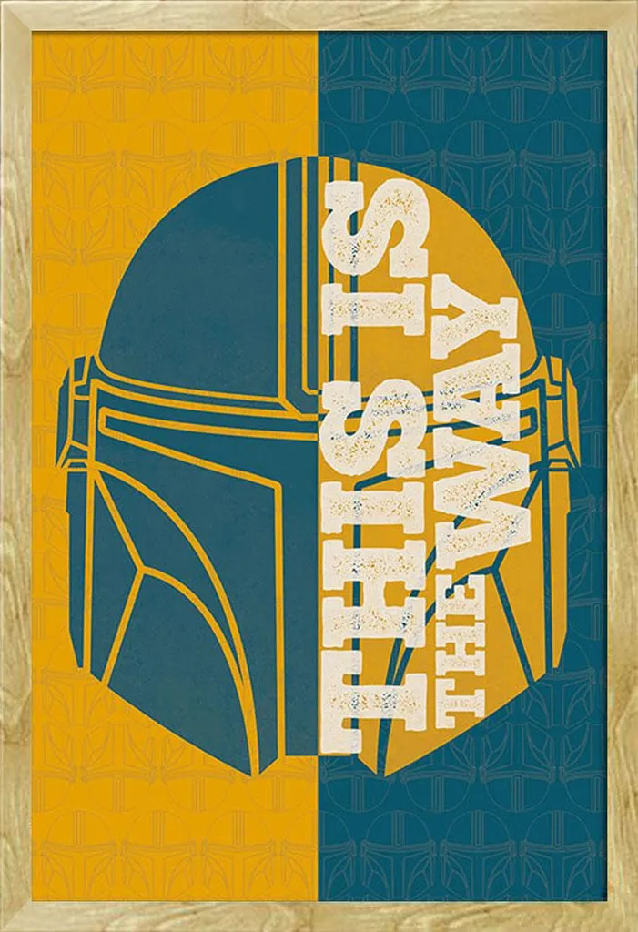 Quadro Moderno The Mandalorian Poster 61x91,5 Cornice Legno Faggio