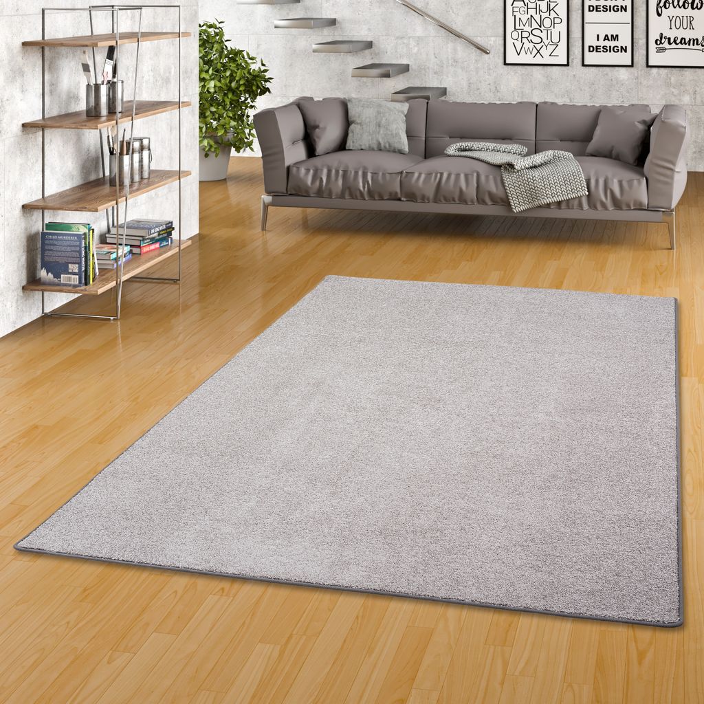Hochflor Velours Teppich Luna Grau, Größe:200x200 cm