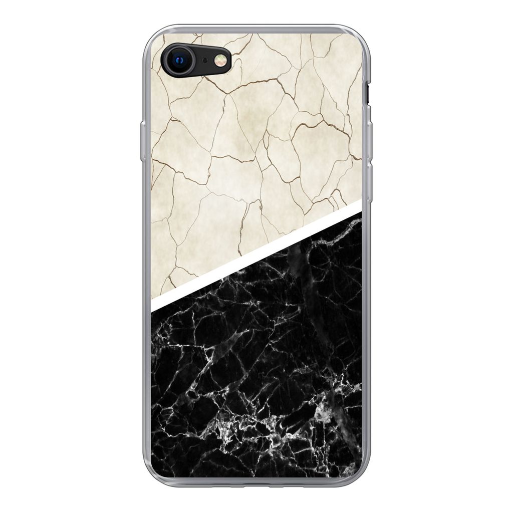 MuchoWow Handyhülle Schutzhülle Hülle für iPhone 7 Marmor - Muster - Luxus Silikon Softcase Handy Hülle - Kartenhalter