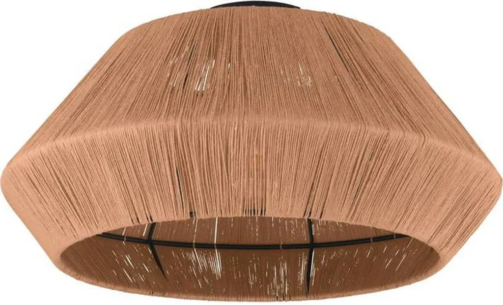 Eglo 43784 ALDERNEY Plafoniera Vintage Ø480mm Nero e Canapa Naturale