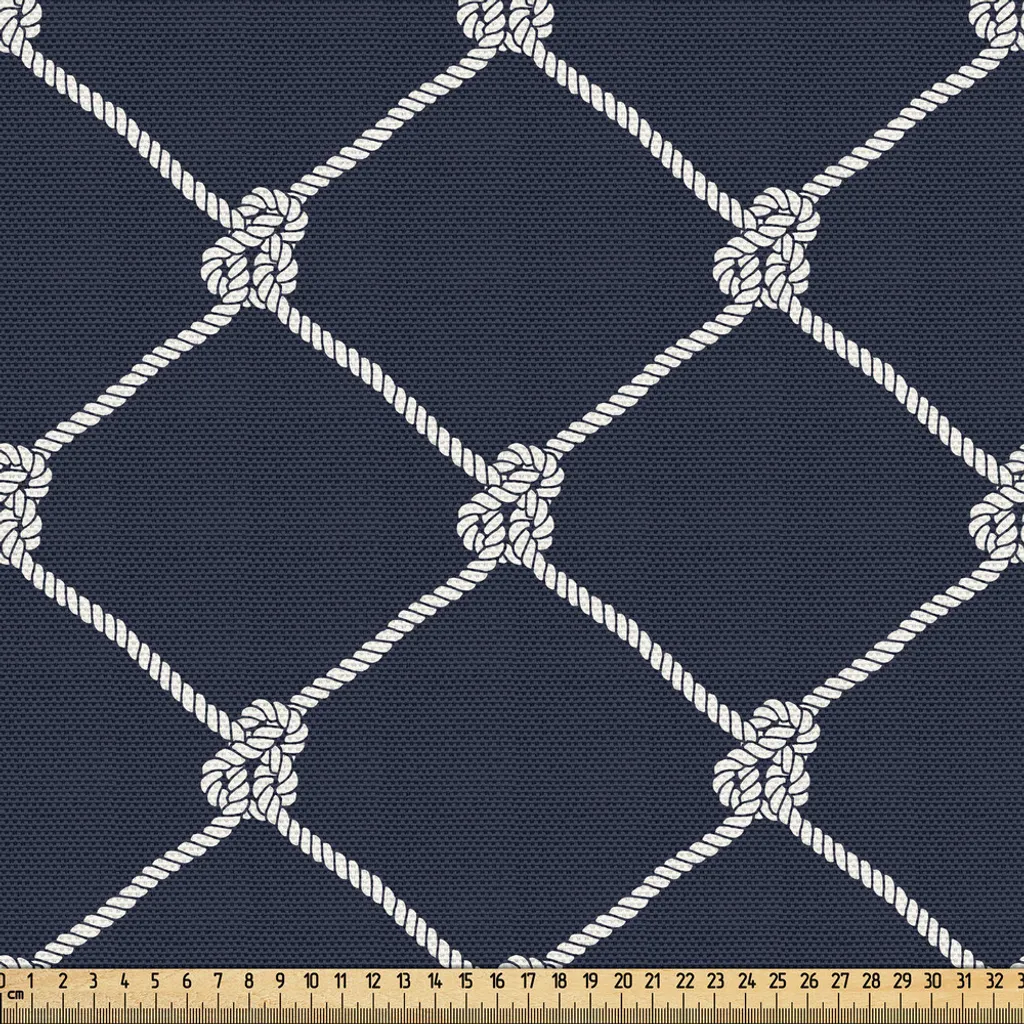 Tissu motif marin bleu foncé avec cordes verticales 148 x 300 cm 3m