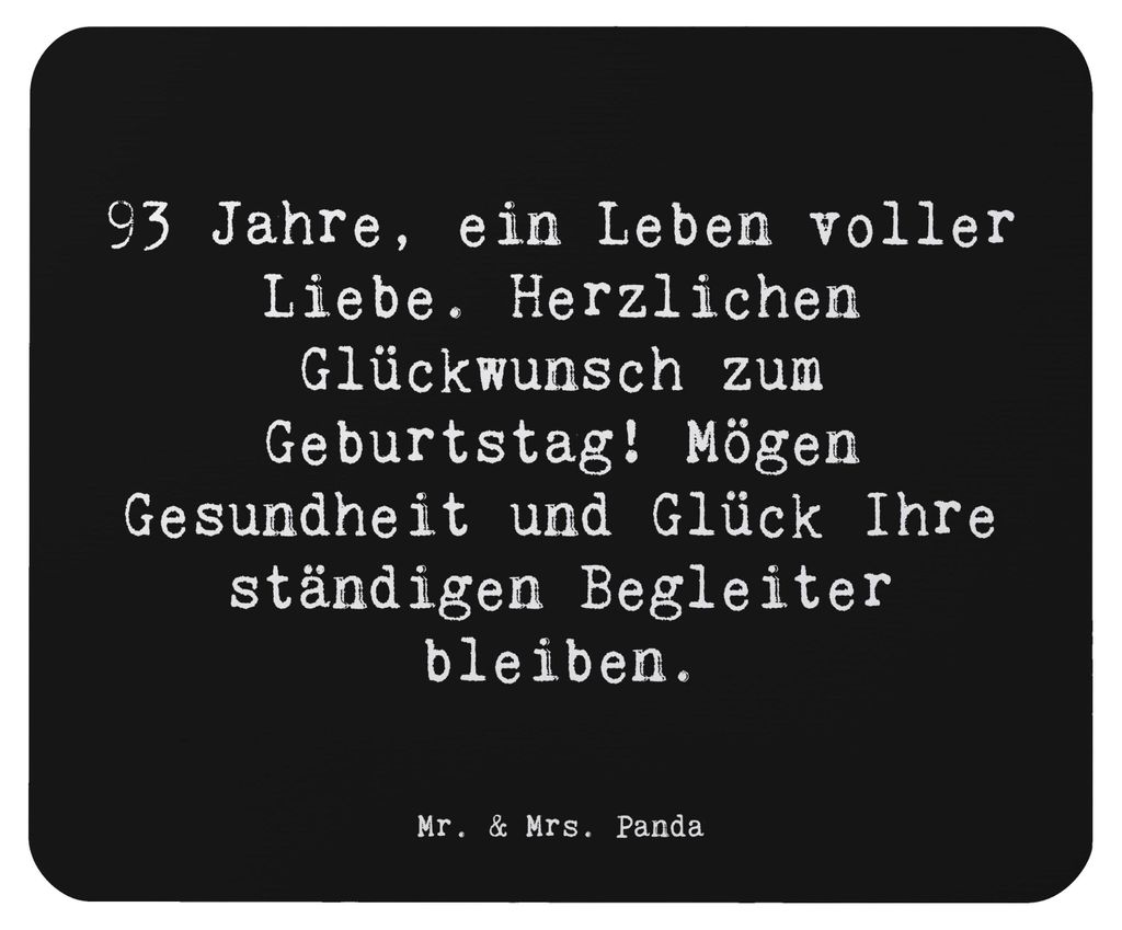 Mr. & Mrs. Panda Mousepad Spruch 93. Geburtstag - Schwarz - Produktbild 
