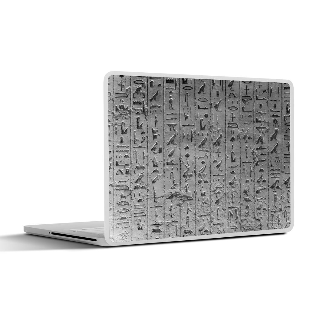 MuchoWow Laptop Aufkleber Sticker Cover Hieroglyphen - Ägypten - Schwarz - Weiß 31x22.5 cm - Laptop-Deko