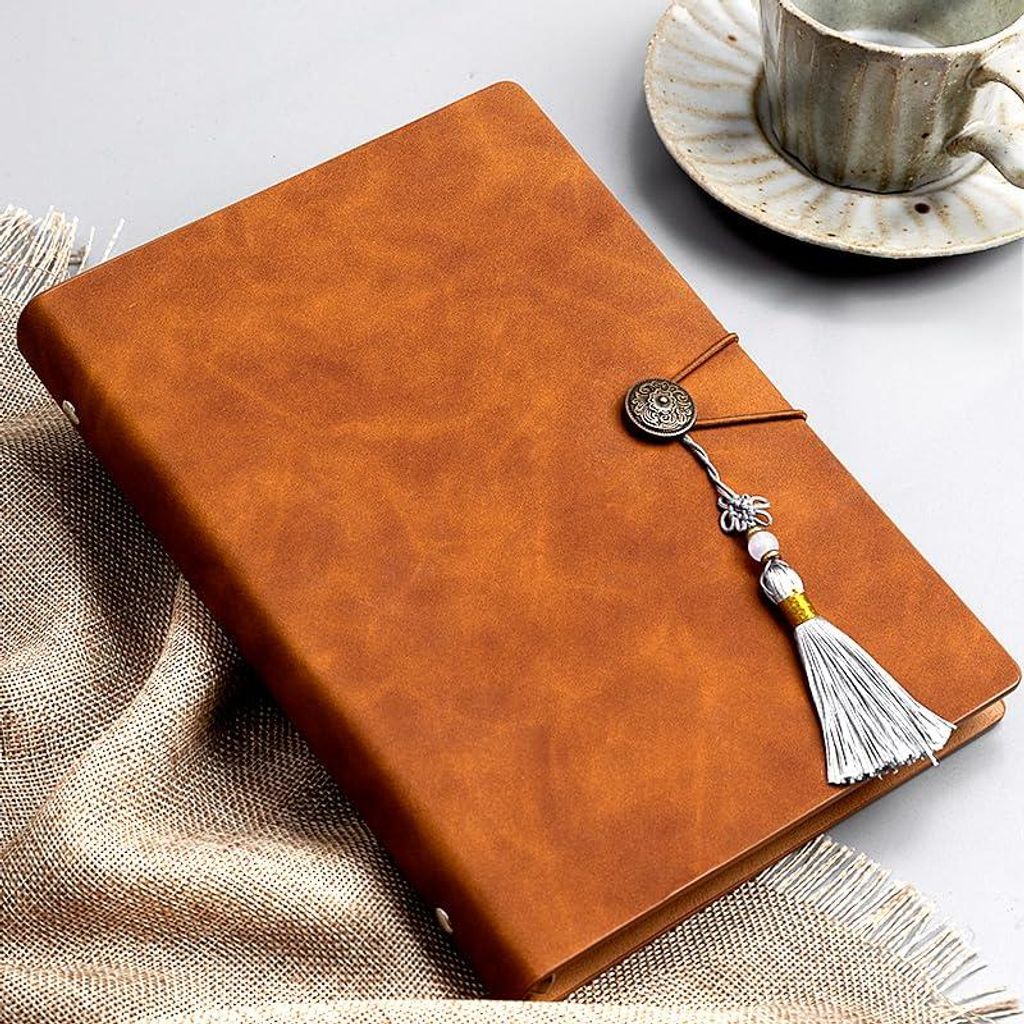 Do-it-yourself Fotoalbum - braune Leder-Ringbuch - 60 Seiten