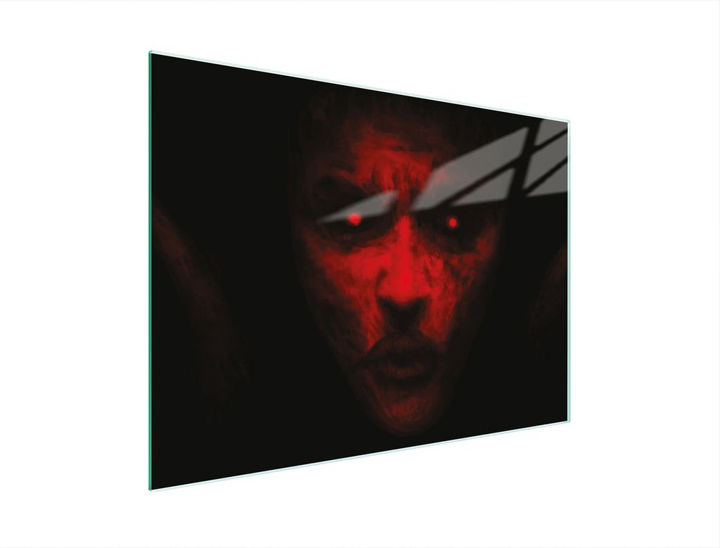 Schneidebrett Herdabdeckplatte Multiglasschneidplatte 30x22 cm Gesicht Rot