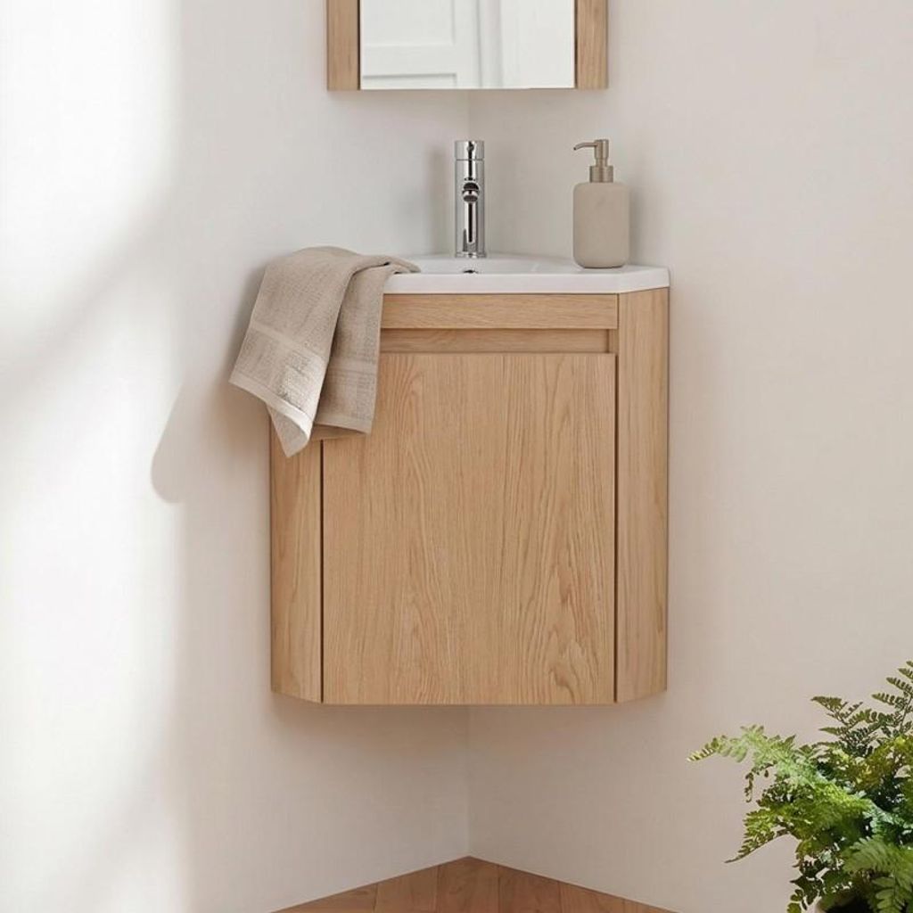 Meuble lave-mains LISA d'angle suspendu avec vasque résine Image du produit 