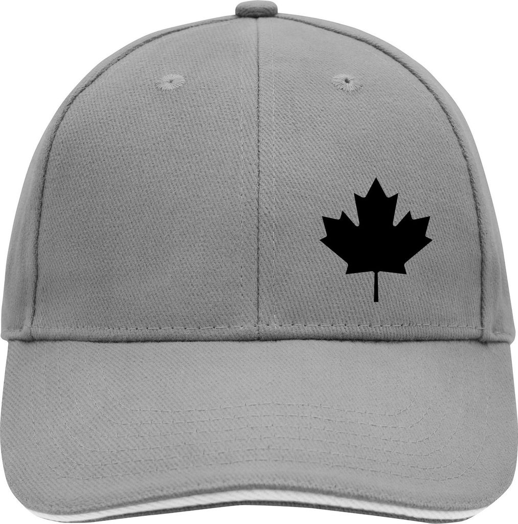 Huuraa Cappy Mütze Ahornblatt Kanada Dark Grey/White Baumwolle 6-Panel Kappe Geschenkidee