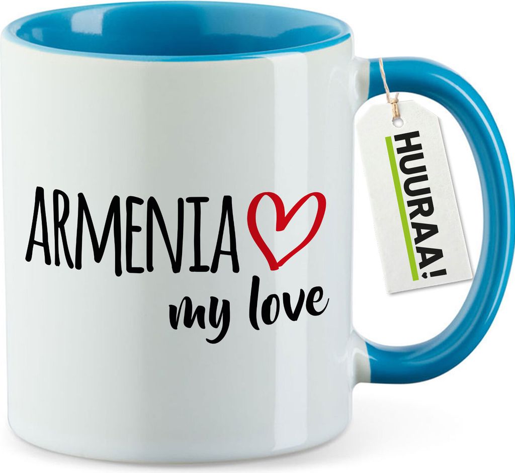 Huuraa Kaffeetasse Armenia my love 330ml Blau Keramik Kaffeebecher Geschenkidee