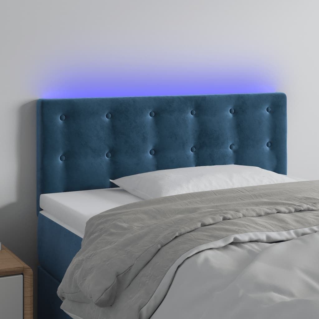 The Living Store LED Kopfteil Dunkelblau 100x5x78/88 cm Samt
