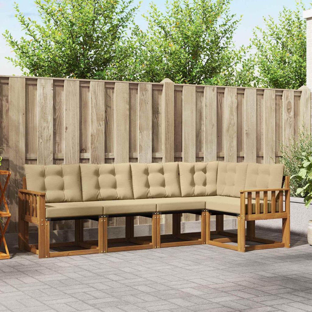 "SALE 2026"Outdoor-Sofagarnitur - CLORIS - Balkonmöbe/Sitzgruppe - mit Kissen 5 pcs - Moderne Design - Natur und Beige - Gartensofas NeuMöbel312200