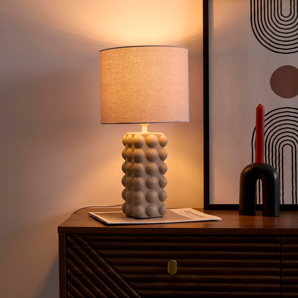 Lampe céramique taupe pour table de chevet chambre ambiance douce